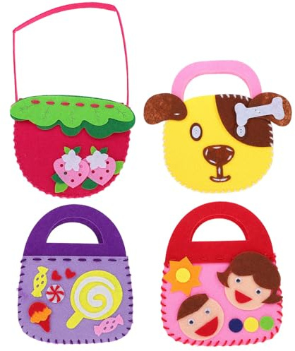 JOINPAYA Kit Fabrication Sac À Main Enfant Diy Sac De Couture Pour Enfants 7.09 X 5.71 X 2.76 in Design Cartoon Pour Cartes Clés Et Monnaie 8 Ensembles