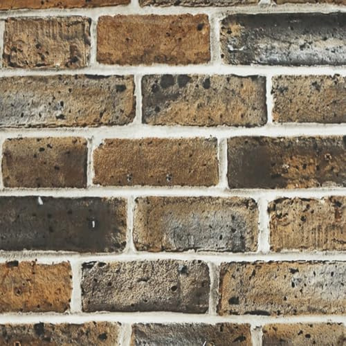 Tinicor Brick Self Adhesive Wallpaper, Brick Effect Peel and Stick Wallpaper, Waterproof Vinyl Vintage Wallpaper, Wall Sticker for Christmas Decor House Wall Furniture Renovation ZW05443