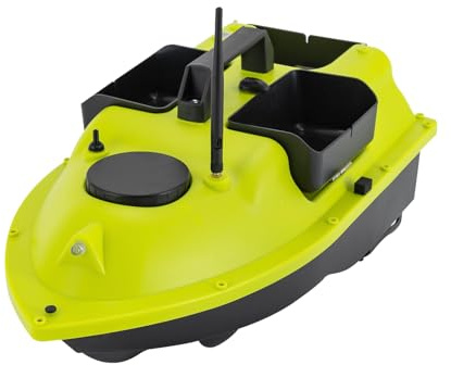 Sindipanda Bote de pesca 600 m RC barco de pesca con 3 cajas de cebo mando a distancia GPS pesca barco de alimentación 2 kg barco de alimentación para pesca, 2 x 5200 mAh y bolsa de transporte