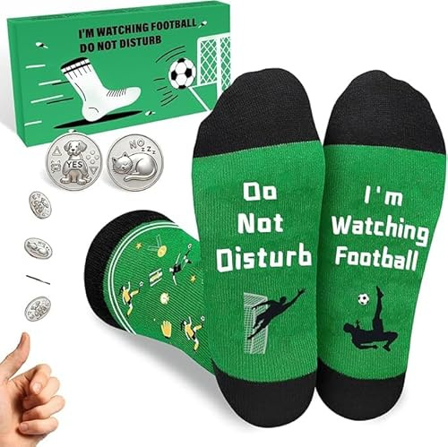 CYBIONE Calcetines Divertidos de Fútbol para Hombre, Regalo Original para Navidad, Cumpleaños o Amigo Fanático del Deporte, Detalle Perfecto para Papá, Abuelo o Hermano