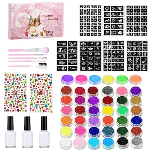 Face Paint Set - Water-Activated Face Paint Palette with Art Brushes and Stencils, Stencils & Brushes for Crafts, Birthday, Halloween, Carnival, Christmas, Costume Parties, Festivals &