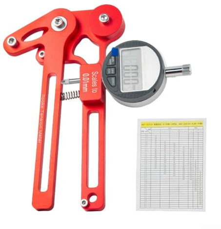 Honseadek Misuratore di tensione dei raggi per ruote, modelli meccanici più elettronici con per CNC per costruzione in lega di alluminio, compatibile con 26 27 (orologio elettrico rosso)