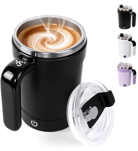 Self Stirring Coffee Mug, 2026 New Automatic Magnetic Stirring Coffee Mug with Temperature Display,Detachable Base Self-Stirring Mug, Smart Mixing Cup for Coffee, Chocolate, Milk, Tea(Black) (Black)