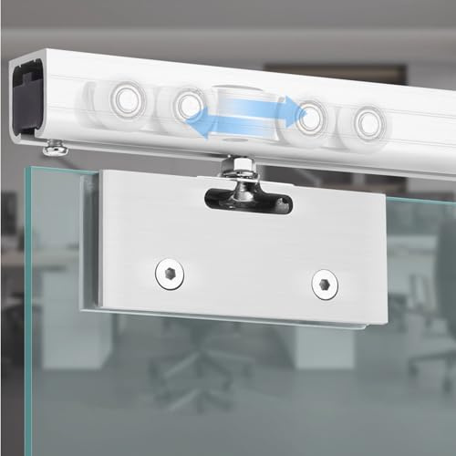 365 cm (145 tum) akryl skjutdörrsystem – aluminiumskena med dold hårdvara, smidig insida för hem och lägenheter – toppmonteringssats med fyrkantigt handtag