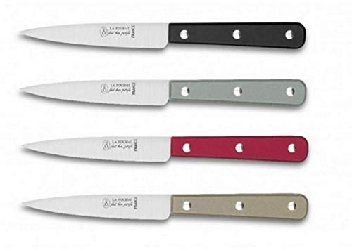 LA FOURMI 4 x Couteaux d Office Rouge,Taupe,Beige,Noir 10 cm Fabrication française