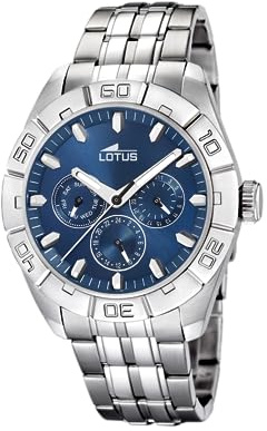 LOTUS Montre Homme Analogique Acier INOX 316L Argent - Quartz - Verre Minéral Résistant - Étanche 5 ATM Multifonction 15814/A Special Prices