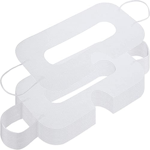 BBTO 150 Pack Masque Jetable Masque Non Tissé pour Yeux Couverture de Masque des Yeux Sanitaire Blanc Compatible avec Casque Vive Headset de Réalité Virtuelle (Blanc)