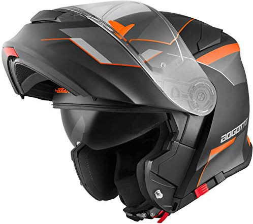 Bogotto V271 Delta Klapphelm, schwarz matt/orange, XS