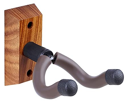 KingPoint Gitarren-Wandhalterung, Gitarren-Aufhänger aus schwarzem Walnuss-Gitarrenhaken für akustische E-Bass-Gitarre, Wandaufhänger, Hakenhalter (Zebra Holz Kleiderbügel)