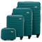 WITTCHEN Reisekoffer 4er Koffer-Set Rollkoffer Trolley Handgepäck Gepäck Reisekoffer Set Hartschale aus ABS mit 4 Spinner-Rollen Zahlenschloss Teleskopgriff Groove Line grün