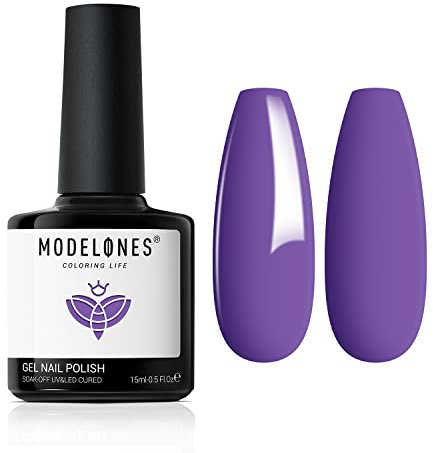 Modelones Lavender Purple Gel Polish, 1 Pcs 15ml Violets Color Gel Nail Polish Soak Off LED Long Lasting French Manicure Essential Gel Nail Varnish Salon Design DIY at Home Gifts for Women