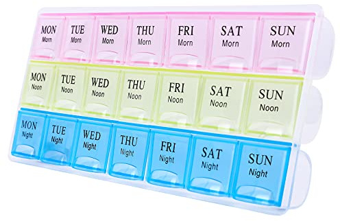 Large Weekly Pill Organizer 3 Times A Day, Moisture-Proof 7 Day Pill Box, Travel Pill Cases Portable for Pills Vitamin Fish Oil Supplements