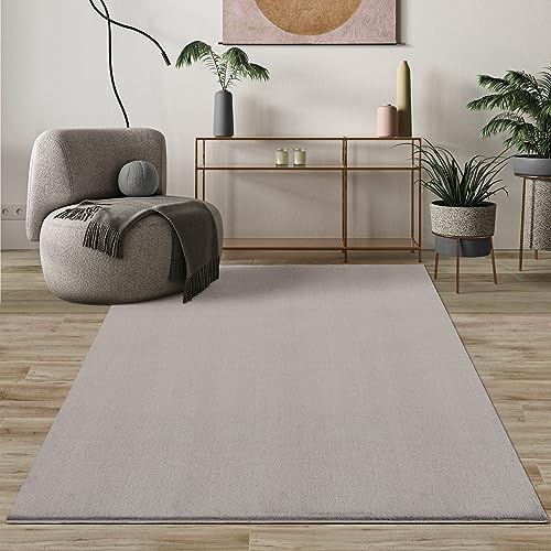 Mia's Teppiche Comfort, Alfombra Moderna de Pelo Corto y Suave, Antideslizante, Lavable hasta 30 Grados, súper Suave, Aspecto de Piel, Arena, 80 x 150 cm