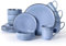 Homikit Dinner Set for 4, 16-Piece Reactive Glaze Kitchen Dinnerware Sets, Elegant Stoneware Included Plates Bowls and Mugs, Non-Scratch & Sturdy, Dishwasher & Microwave Safe, Myosotis Blue