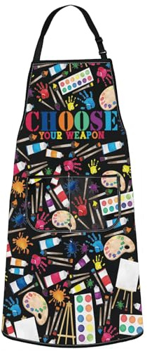 WZMPA Art Painting Adjustable Apron Art Teacher Lover Gift Choose Your Weapon Kitchen Apron For Artists Painter, Choose Your Weapon Ap