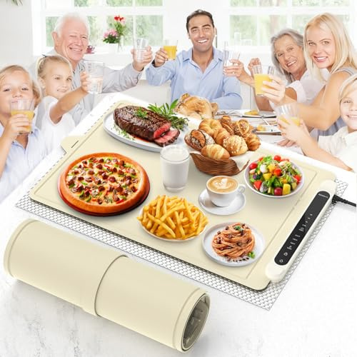 Silikon Warmhalteplatte Elektrisch für Speisen: 60×40 Cm Tragbare Regelbar Wärmeplatte Essen Kueche Food Warming Mat Elektrische Wärmematte Food Heater Food Warmer Warming Trays for Buffet Party Küche
