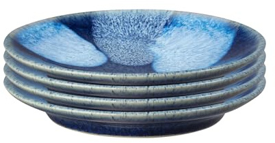 Denby - Studio Blue Accent Set of 4 Small Plates - Dishwasher & Microwave Safe Crockery - Unique Hand Glaze Effect - Versatile Piece - Ceramic Stoneware - Chip & Crack Resistant - L17xW17xH2.3