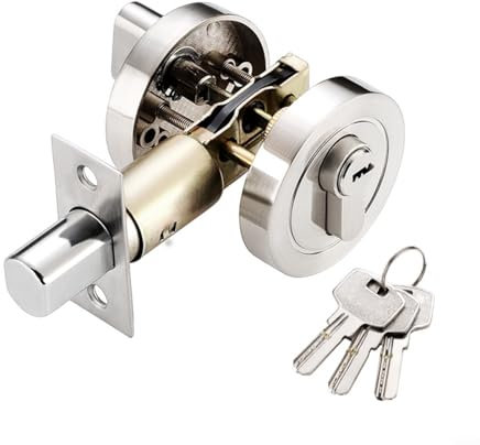 Verrou de porte de poche avec clé, serrure supplémentaire pour porte de l'intérieur, serrure de porte conviviale avec clé pour sécuriser votre maison ou votre bureau sans effort (argenté)