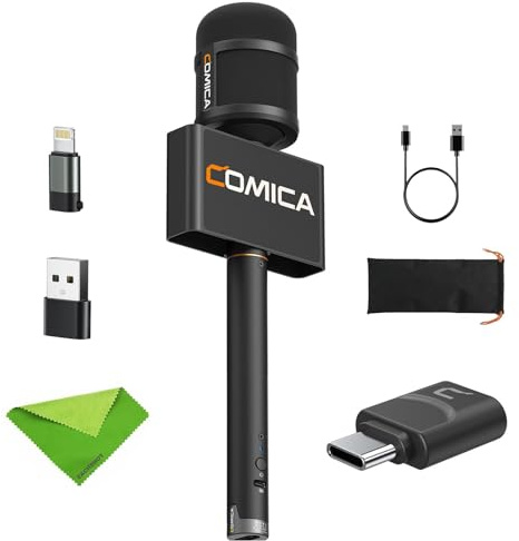 COMICA Revo S Micrófono inalámbrico de mano para entrevistas, micrófono reportero con receptor USB-C, compatible con iPhone 15/16, teléfonos Android, portátiles, PC, micrófono profesional para informe