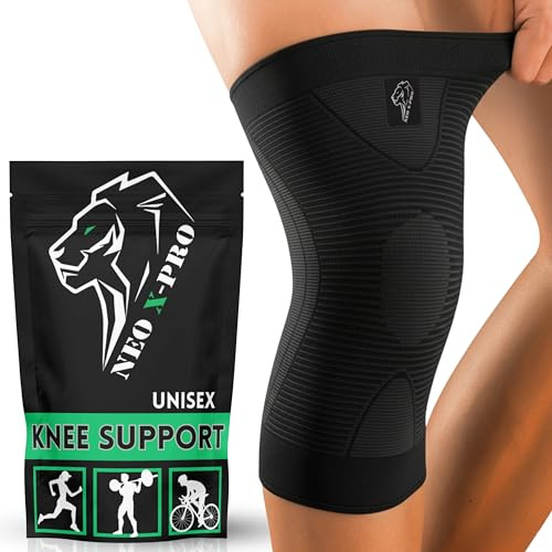 NEO X-PRO Ginocchiera ortopedica sportiva a compressione – Supporto ginocchio uomo/donna per menisco, legamenti e artrosi – Fascia ginocchio per corsa, calcio e trekking (Nero, M)