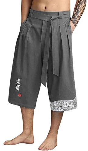 2026 Kirakuco Pantaloni Giapponesi Uomo Lino Tradizionali Abbigliamento Corti Pantaloni Taro Uomini Asiatico Stile Giappone Casual Allentato Maschio Yuk