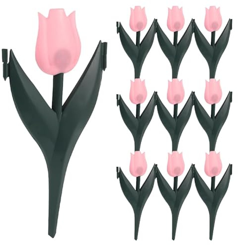 SUPVOX 10 recinzioni decorative da giardino con realistici tulipani rosa, in plastica, bordo per aiuole, esterni, giardino, paesaggio, barriera, facile da installare