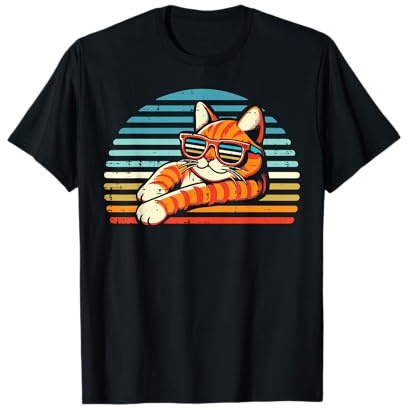 Lunettes de Soleil rétro Motif Chat Orange pour Hommes, Femmes, Enfants T-Shirt