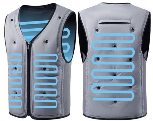 ALMASI Chalecos de enfriamiento por evaporación con inyección de agua de verano, protección solar para trabajadores al aire libre, nuevo aire acondicionado(Gray,X-Large)