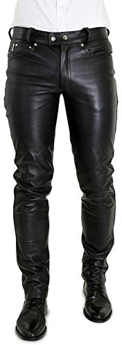 Bockle® Big Cheeker Black Cow Hide Läderbyxor för män