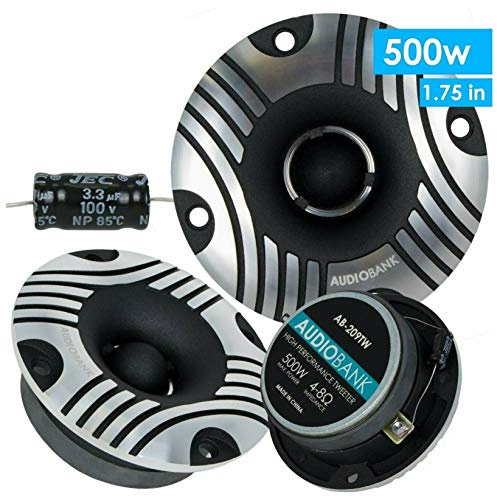 2X Audiobank AB-209TW 3.8-Inch Super Bullet High Car Pro Home Audio Tweeters 500 Watt Maximum Power Handling 2 Pairs with Crossovers Frequency Response: 3000-25000Hz