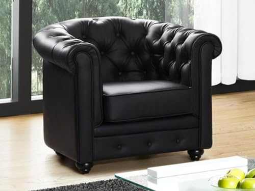 Vente-unique Sillón de Simili Chesterfield - Negro