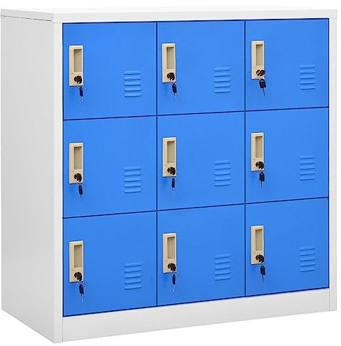 vidaXL Armadietto con Chiave Grigio Chiaro e Blu 90x45x92,5 cm Acciaio
