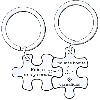 MNBVBV Llaveros Personalizados para parejas - Llavero de pieza de puzzle para amor y coche - Placa grabada para cumpleaños y San Valentin (1)