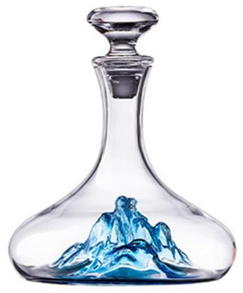 Decantador de vino tinto de cristal con cubierta antipolvo – 100% soplado a mano, sin plomo, cristal de iceberg modelado, jarra de vino tinto regalo