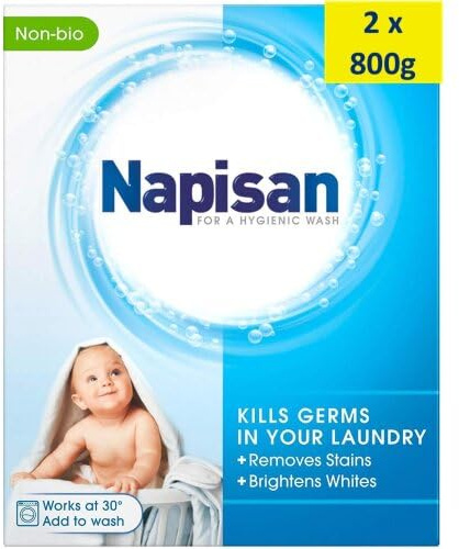 Napisan Non-Biological Germicidal Stain Remover Powder, 800g, Pack of 2 - Kills 99.9% Bacteria in Your Laundry for a More Hygienic Wash, Disinfectant & Stain Remover Even at 30°C, 52 Washes