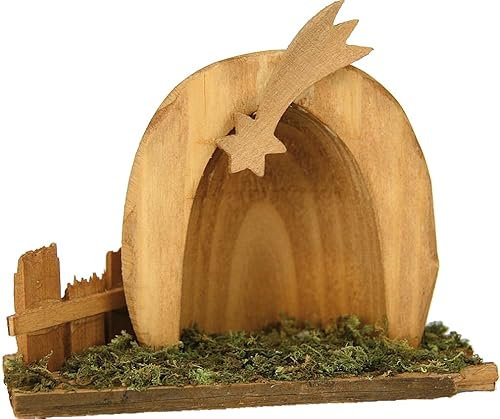FADEDA Stalla ostello con erba/altezza: 8cm/dipinta a mano/figurine presepe fedeli - Natale tavolo decorazione accessori presepe
