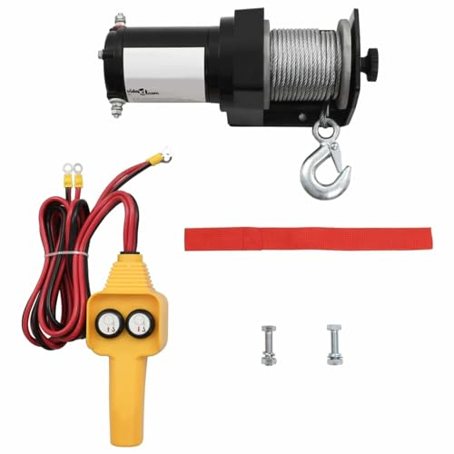 ARKEM Cabrestante eléctrico con Mando a Distancia 12 V 907 kg Polipasto Winch