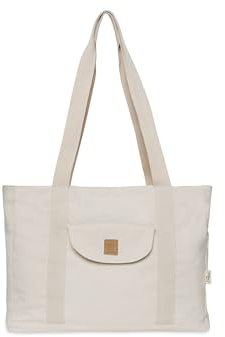 Jollein Wickeltasche Shopper - Twill, Natural - Baumwolle - Kinderwagentasche - Babytasche Multifunktional - Hellbeige