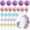 ASTARON 50 Pcs Ball Cake Topper Sticks Mini Balloons for Cake Decorating Supplies Foam Balls Cake decorations for Party Cake Birthday Cake Toppers Decorations (Pink，Purple，Blue)