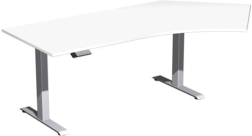 Vanlig elektrisk lyftbord 135° Elevate Basic, höjdjusterbar, 2166 x 1130 x 730–1230 (vit/silver)