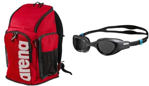 ARENA Bolsa Backpack 45, Unisex Adulto, Team Red, Talla Única & The One Gafas de Natación, Unisex Adulto, Gris (Clear/Grey/White), Talla única