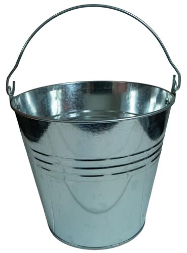 Secchio in zinco in diverse misure, per cenere da giardino, 5 – 32 l, diverse forme in stile rustico (secchio da 10 litri)