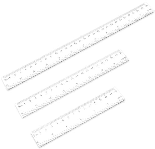 3 Stück Lineal 15cm 20cm 30cm, 3 Größen Lineal Transparent Lineal 30 cm Lineal 15cm Kinder Lineal Set Mit Zoll&Metrisch Lineals Gerade Messwerkzeug Lineale Für Schule Büro Zuhause
