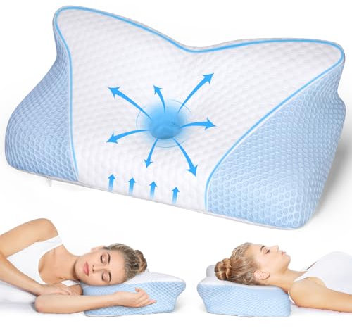 KTMOUW Oreiller Ergonomique Cervical Oreiller Memoire Forme Coussin Cervicale Anti Ronflement pour Douleurs Cervicales，Oreiller Orthopédique pour Les Dormeurs sur Le côté, Le Dos et Le Ventre Blanc