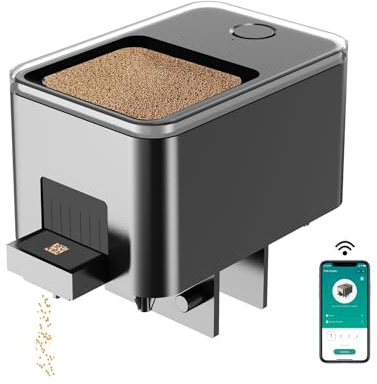 GEZIEKID WiFi Automatic Fish Feeder for Aquarium, Food Dispenser for Fish Tank with App Control, USB Powered, Suitable for Small Tank Pelleted Food, Black