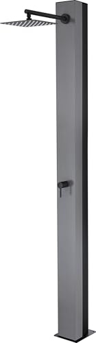 Mice - Ducha Solar Exterior para Piscina/Jardin/con depisito de Agua de Aluminio hasta 39L / Griferia Exterior para Piscinas con deposito Que se calienta con Sol/Gris Cobalto