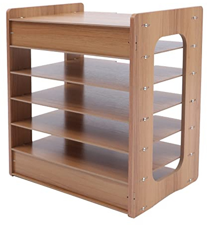 Dokumentfack A4, 7 förvaringsfack träförvaringsfack justerbar filsorterare skrivbord förvaringsfack för kontor arbetsrum skolkontor, 36 x 25 x 38,5 cm