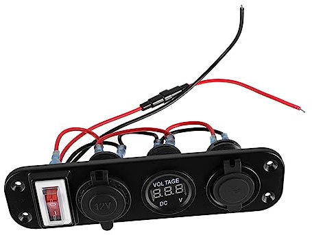 VALICLUD Data [ Pannello Presa Di Auto Doppia Presa Di Ricarica Usb e Voltmetro Digitale Led, Attiva/disattiva, 12-24v Per Auto, Barca, Camper e Moto