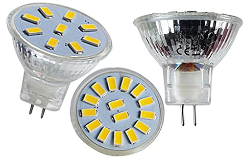 RZL Lighting, 1-Pack, Led Spot Bulb Light Spotlight GU4 Mr11 DC12v/24v 1W/2W Glass Cup Diameter 35mm Lamp(Warm White,SMD5730 9leds)
