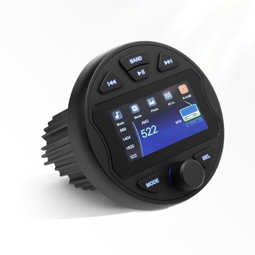 Avutrel Radio marine RCA caisson de basses stéréo MP5 Lecteur multimédia pour BT & FM/AM Fonctionnel USB IPX6 étanche pour bateau et utilisation professionnelle